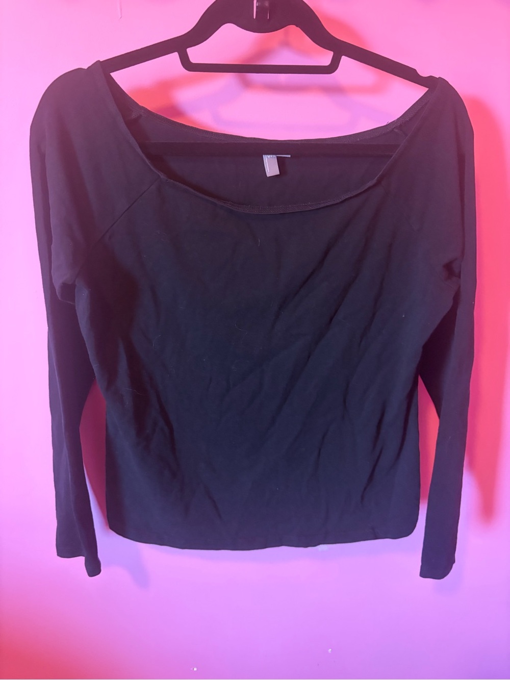 Off the shoulder stretchy black long sleeve top